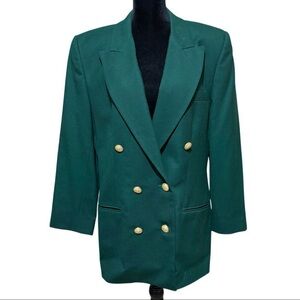 Talbots vintage blazer 100% wool woolmark made in USA‎ women's 10 emerald green